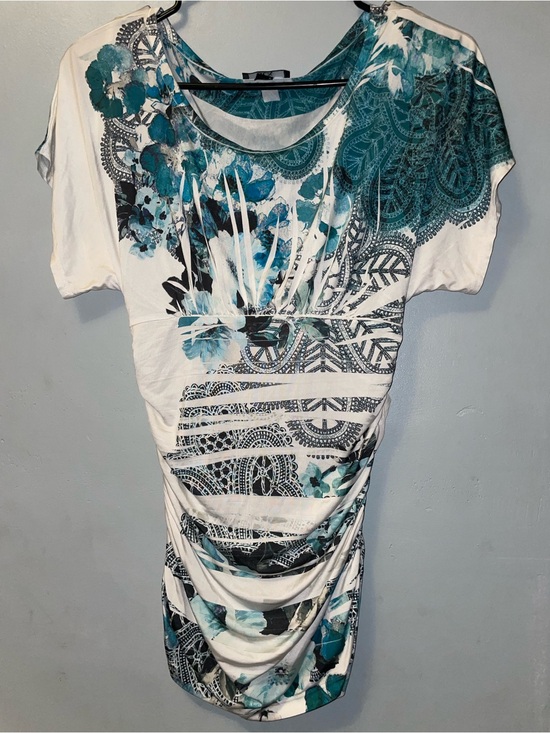 BCX Tops - BCX Teal and Black Printed Tunic Top. Size S